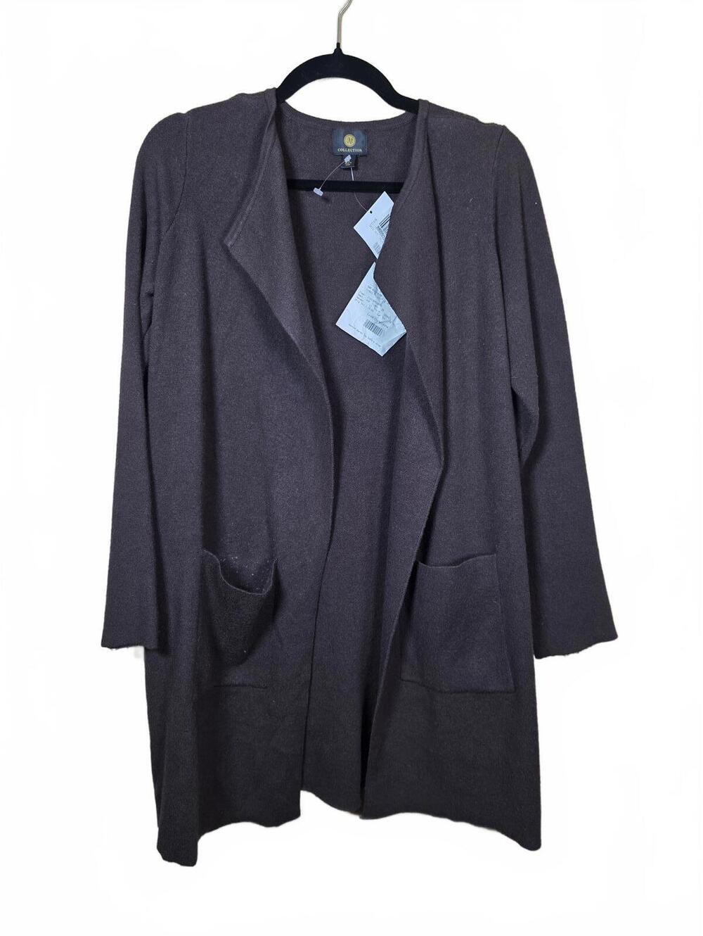JM COLLECTION WOMENS OPEN-FRONT POCKET LONG RICH TRUFFLE XS